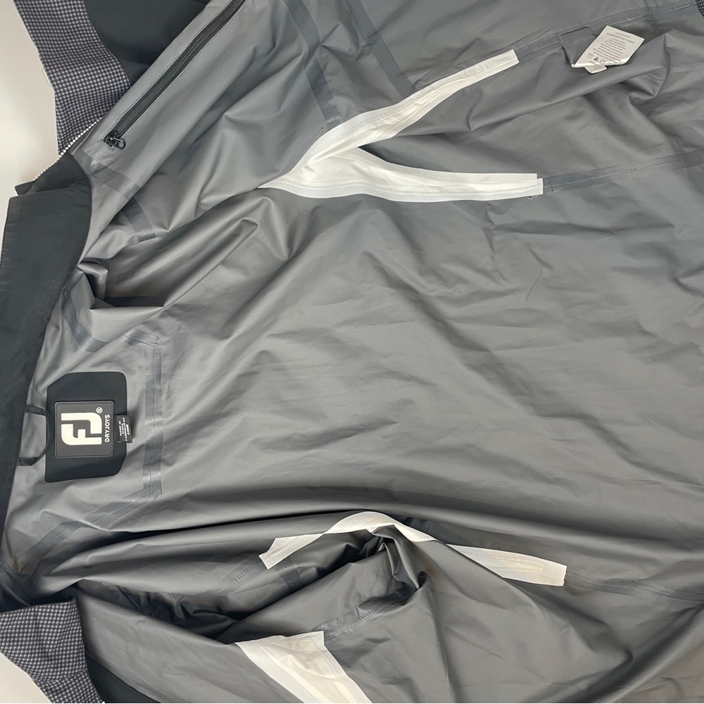 FootJoy Men's HydroLite ZIP Golf Rain Jacket WATERPROOF CHARCOAL HOUNDSTOOTH XL - Picture 14 of 16